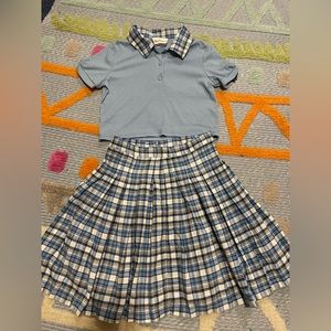Rare Editions. Plaid skirt with matching shirt